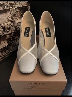 Vaneli Ivory Mesh Cross-Band Slip-Ons
